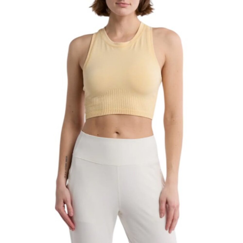 90 Degree by Reflex seamless longline sports bra yellow women's size L